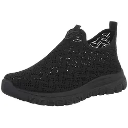 Ital-Design Sportlicher Damenschuh mit atmungsaktivem Obermaterial Slip-On Sneaker (88843504) Keilabsatz/Wedge Sneakers Low in Schwarz schwarz 36 EU