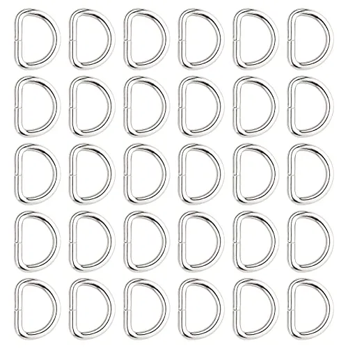 TAIYOU 30 Stück Metall D-Ringe Halbringe Silber D-Ringe 20mm x 3,8 mm D Ringe Schnalle für Rucksack Gürtelschnallen Taschen Gürtel Handtaschen Bastelzubehör