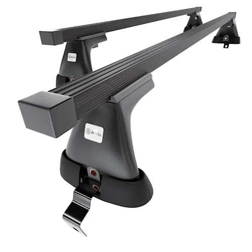 Mossa - Stahl-Dachträger kompatibel mit Renault Megane mk III Hatchback (2008-2016) - schwarz Dachträger Dachgepäckträger - ohne Montagelemente