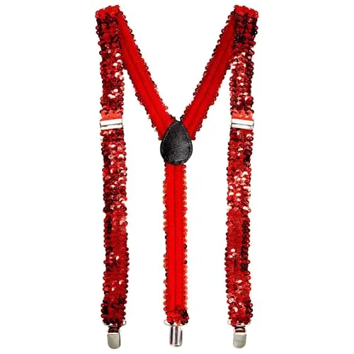 W WIDMANN MILANO Party Fashion - Hosenträger, mit Pailletten, größenverstellbar, Kostüm, Accessoire, Karneval