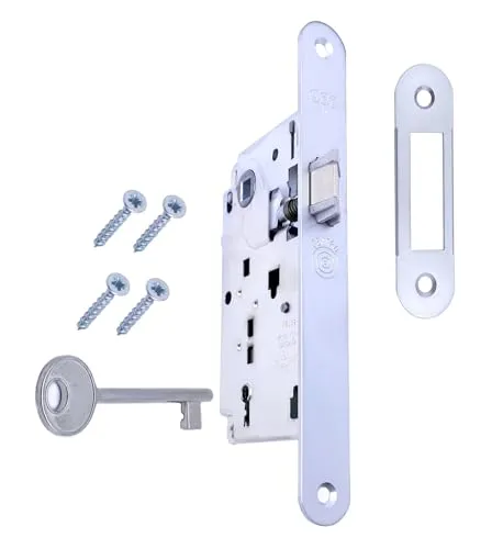 AGB - Innentürschloss Serie ZENTRO. (Fr. 22x196, In. 90, En. 50, Qu. 8., Schraubenschlüssel, matt verchromt)