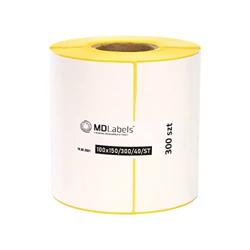 MDlabels Weiße Thermo etiketten auf Rolle 100x150 mm 300 permanent haftend, Versandetiketten, 4