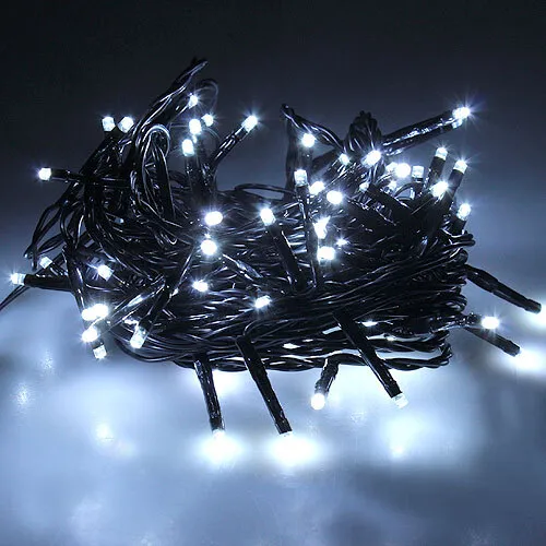 LED Reislichterkette 80 LEDs 6m Außen Innen schwarz/weiß kaltweiß