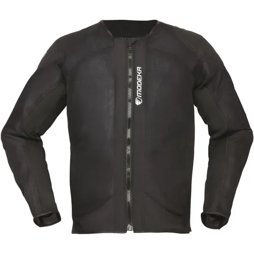 Modeka Shielder Kinder Protektorenjacke - Schwarz - 140 - Protektorenjacke für Kinder mit Level 2 Schutz an Rücken, Schulter und Ellenbogen, perfekt für warme Tage dank großzügiger Mesh-Einsätze und Stretchmaterial.