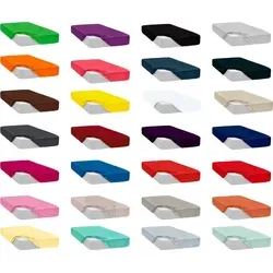 Spannbettlaken Jersey Spannbetttuch 100% Baumwolle Bettlaken Spannbettuch Laken 28 Farben, Größe:90 x 200 cm, Farbe:Antrazit - Grau