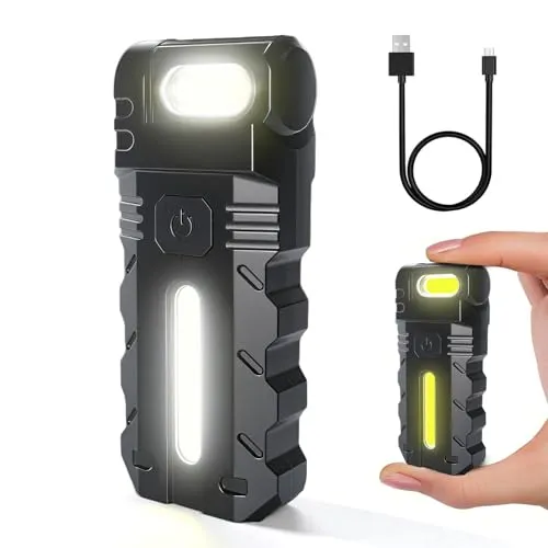 YIFMOO Taschenlampe LED USB Aufladbar, Mini Taschenlampe Mit 5 Modi, 180° Drehbar, Magnetische Taschenlampen mit Clip, Wasserdicht Kleine Taschenlampen für Camping Outdoor Wandern Notfall
