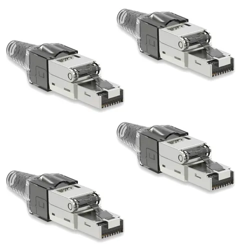 Netzwerkstecker Cat7 CAT 7 RJ45 Stecker 4x Steckverbinder werkzeuglos geschirmt