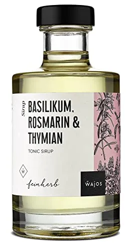 WAJOS Basilikum, Rosmarin und Thymian Tonic Sirup 200 ml, Tonic Water Sirup für Mixgetränke & Cocktails | Ideal für Gin Tonic und andere Longdrinks