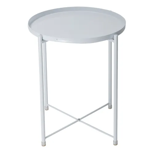 Beistelltisch rund Ø44 x H52 cm aus Metall,Weiß,stabil, standsicher