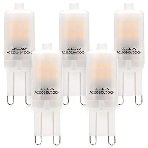 Eco.Luma G9 LED Lampe 2W Ersatz 15W 20W Halogenlampen, Warmweiss LED Leuchtmittel Birnen 3000K, Kein Flackern, Nicht Dimmbar, AC 220-240V, 5er Pack