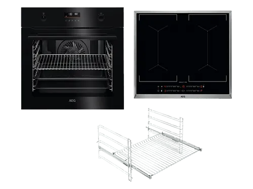 AEG KOMB506PDI Serie 6000 mit SurroundCook Ringheißluftsystem (mit Pyrolyse), Einbaubackofenset (Induktionskochfeld, , 71 l)