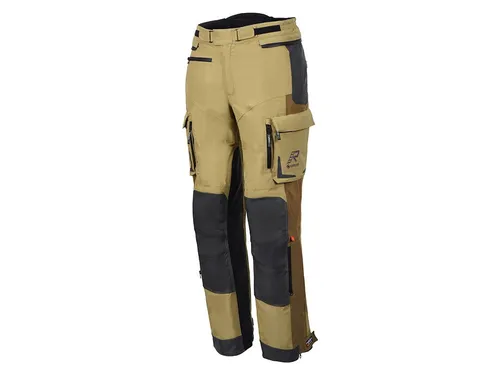 Rukka Ventu-R GTX Motorradhose - Beige/Braun/Schwarz, Gr. 54 - Hochwertige Motorradhose für Abenteuerfahrer, atmungsaktiv und wasserbeständig. Mit verstellbarem Gürtel und CE-geprüften Protektoren für optimalen Schutz.