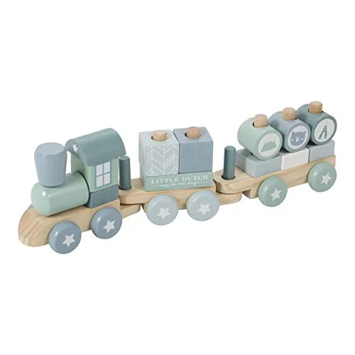Little Dutch Holz Zug Eisenbahn Adventure blau