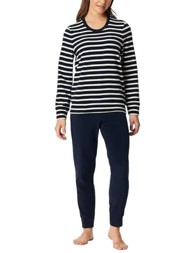 Schiesser Damen Schlafanzug lang Frottee, warm und kuschelig - Schlafanzüge für Damen, ideal für gemütliche Nächte und angenehme Wärme mit weichem Frottee-Material.