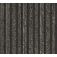 PROFHOME 391094-GU Holz Tapete Streifen Matt Anthrazit