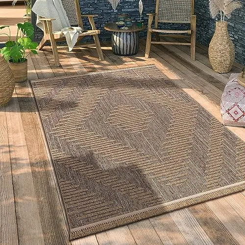 Paco Home Wetterfester Outdoor Teppich 80x150 cm - Teppiche für Garten, Balkon & Terrasse, wetterfest und pflegeleicht, ideal für eine stilvolle Gestaltung Ihrer Wohnräume.