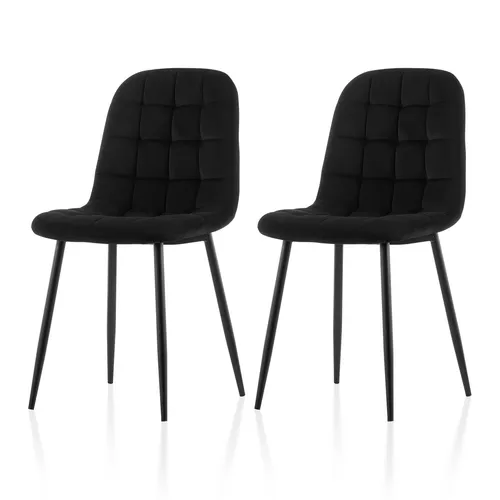 CLIPOP 2er Set Küchenstuhl, Samt Schalenstuhl,Schwarz