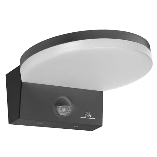 Maclean MCE344 LED Wandleuchte mit PIR Bewegungssensor und Dämmerungssensor, 15W 1560lm Wandlampe IP65 Wasserdicht Außenlampe 4000K Neutralweiß, für Außen- und Innenbereich (Grau)