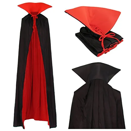 papapanda Erwachsene Vampir Umhang Stehkragen Schwarz Rot 170cm