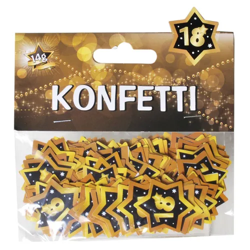Tischkonfetti schwarz/gold 18. Geburtstag Sterne Streudeko 14 g (142,14 EUR/kg)
