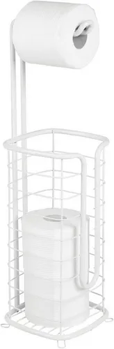 mDesign Badaccessoire-Set Toilettenpapierhalter Stand weiß Klopapierhalter WC Rollenhalter Bad
