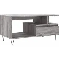 vidaXL Couchtisch Grau Sonoma 90x49x45 cm - Eleganter Couchtisch aus hochwertigem Holzwerkstoff mit stabilen Metallbeinen. Bietet viel Stauraum dank praktischer Schublade und ist leicht zu reinigen.