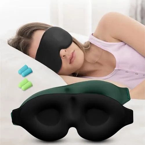 Navaris 3D Schlafmaske 2er Set - Schlafbrille Herren Frauen - Schlafmasken Sleeping Mask - Für Seitenschläfer Wimpernverlängerung - Schlafbrille Damen - Augenmaske und Ohrstöpsel