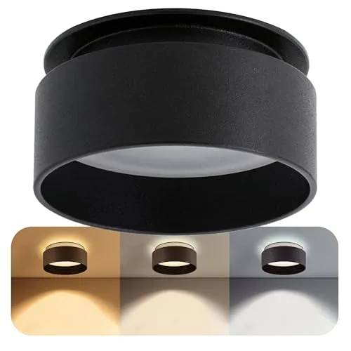 SSC-LUXon Sudara LED Einbauspot schwarz rund - dimmbar - 3 Lichtfarben Up & Down Effekt - Deckenspot 230V 6 Watt