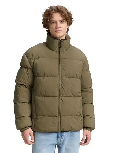 Modische Steppjacke TOM TAILOR DENIM für Herren, Größe M, jungle soil grün - Funktionsjacke mit elastischem Bund und praktischen Taschen, ideal für Spaziergänge und Freizeitaktivitäten. Schmutz- und wasserabweisend für optimalen Schutz.
