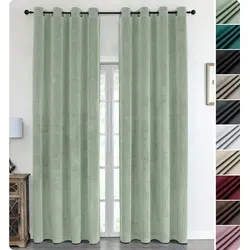 Beautex Verdunkelungsvorhang Samt Ösen Gardine Velvet - Gardinen in Hellgrün, 140 cm x 245 cm, aus hochwertigem Samt, leicht abdunkelnd und blickdicht – ideal für ein gemütliches Ambiente.
