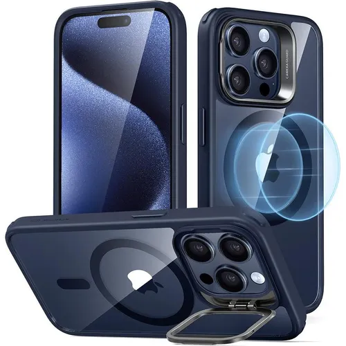 ESR - Classic Hybrid HaloLock Kickstand - iPhone 15 Pro - Clear Dark Blue (Apple iPhone 15 Pro) (56344871)
