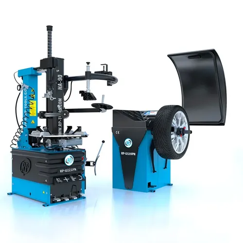 SET Profi Reifenmontiermaschine + Wuchtmaschine + Hilfsarm RP-Tools - Reifenmontagemaschinen für Kraftfahrzeuge, elektrisch betrieben und ideal für professionelle Werkstätten mit hohem Montagebedarf.