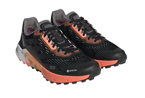 adidas Terrex Agravic Flow 2.0 GTX Damen Trail-Laufschuhe - Wasserdichte Trailrunning-Schuhe mit atmungsaktiver GORE-TEX Membran, ideal für jedes Wetter und Gelände. Leichte Zwischensohle sorgt für Stabilität und Schutz vor spitzen Steinen.