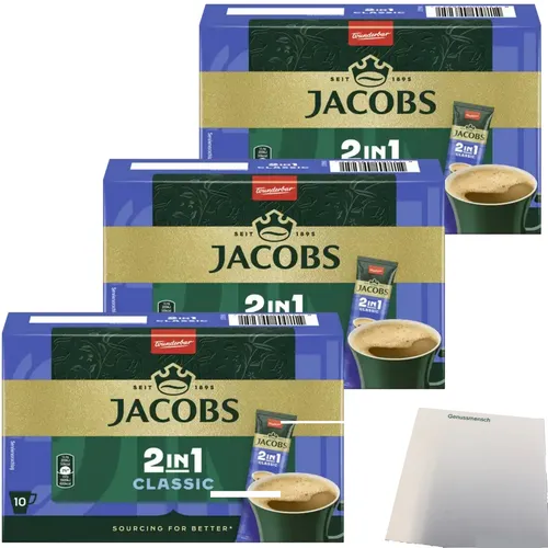 Jacobs 2in1 Kaffee-Sticks Classic 30er 3x120g Packung usy Block