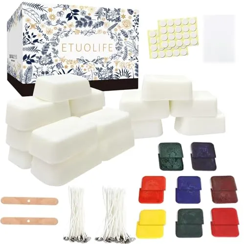 ETUOLIFE DIY Kerzenherstellung Set – 960g Sojawachs & Zubehör
