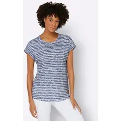 Witt T-Shirt Shirt Extra kurz mit modischen Ringeln blau 36