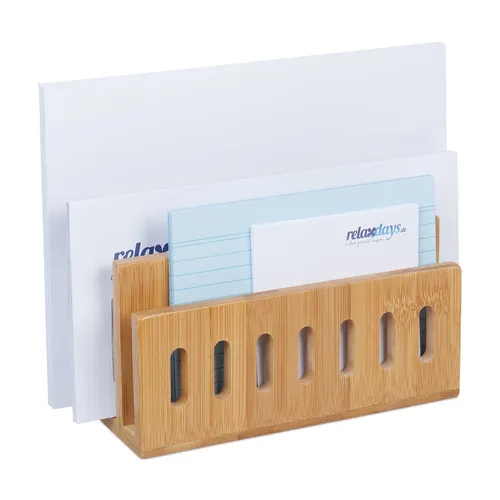 Dokumentenhalter Briefständer Büroablage Bambus-Organizer 3 Fächer 400 g