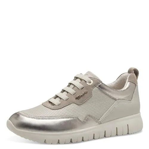 Tamaris COMFORT Damen Sneaker flach aus Leder, Gold (Gold Comb) – Bequem und stilvoll - Damen-Sneaker mit Wechselfußbett für individuellen Komfort und optimale Passform. Hochwertiges Leder sorgt für Haltbarkeit, ideal für Alltag und besondere Anlässe.