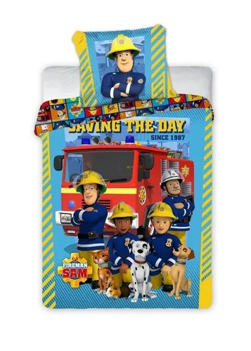 Fireman Sam Babybettwäsche 100x135 cm - Bettwäsche-Set für kleine Feuerwehr-Fans mit Wendefunktion und Reißverschluss, aus 100% Baumwolle für besten Schlafkomfort.
