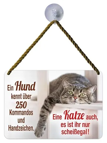 Blechwaren Fabrik Braunschweig Kulthänger Blechschild - Katze scheißegal KH191