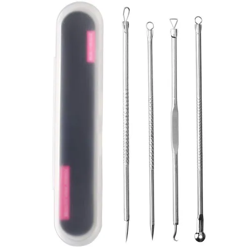 COOL-i ® Mitesserentferner Set – 4-tlg. Edelstahl-Komedonenquetscher mit Aufbewahrungsbox - Effektive Hautreinigung für Zuhause – hygienisch und präzise. Ideal für die gezielte Pflege und einfache Handhabung. Perfekt für dein persönliches Beauty-Ritual!