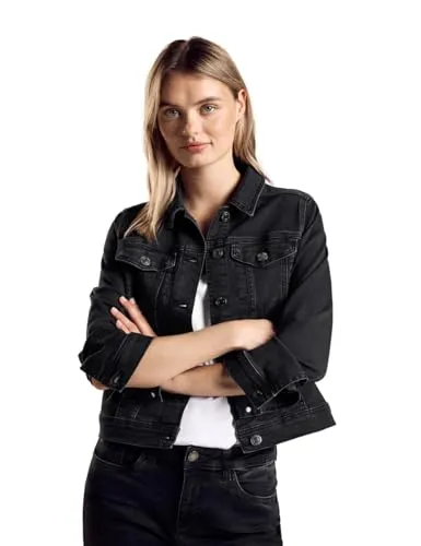 Street One Damen A212214 Jeansjacke Look, Black Washed, 34 in schwarz von Street One