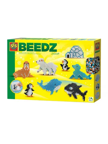 SES Creative 06203 Bügelperlen-Polartiere - 2100 Perlen für kreative Tierdesigns, sicher und hypoallergen für Kinder ab 5 Jahren