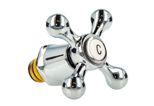 tecuro Badarmatur Hahnoberteil 1/2 Zoll mit Nostalgiegriff - Universal Ventiloberteil für Armaturen mit 1/2 Zoll Anschluss, einfacher Schraubmontage und nostalgischem Design. Ideal für Bad, Küche und Keller.