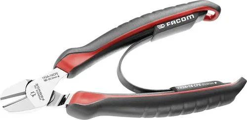 Facom 192A.16CPE Universal Seitenschneider - Zangen mit neuem Backenprofil für längere Lebensdauer und saubere Schnitte bei jedem Drahttyp. Ergonomisch und korrosionsbeständig für professionelle Anwendungen.