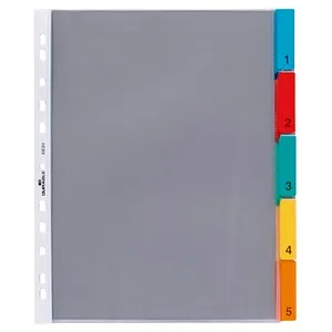 DURABLE Ordnerregister DIN A4 Vollformat, Überbreite blanko transparent 5-teilig, 1 St.