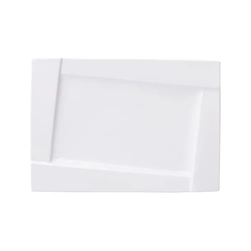 AMBITION Speiseteller Kubiko 30,5 x 21 cm Porzellan weiß Servierteller Servierplatte Essteller Flachteller modern rechteckig 1 Stück