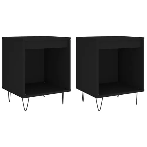 furnicato Nachttisch 40x35x50 cm Schwarz aus Holzwerkstoff und Metall (2er Set)