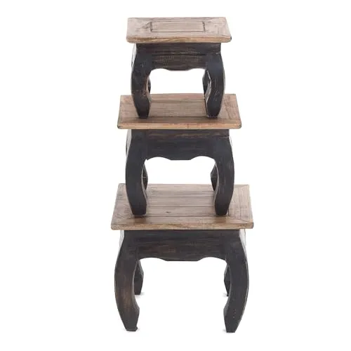 DESIGN DELIGHTS Vintage OPIUMTISCH Set East 35 | 3tlg. aus Recyclingholz