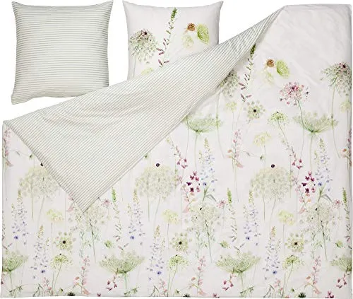 Estella Wendebettwäsche 240x220 cm, Floral, Mehrfarbig - Bettwäsche aus 100% Baumwolle, bügelleicht und schadstoffgeprüft (OEKO-TEX®). Das florale Design sorgt für eine harmonische Atmosphäre und bietet einen klimaregulierenden Effekt für erholsamen Schlaf.